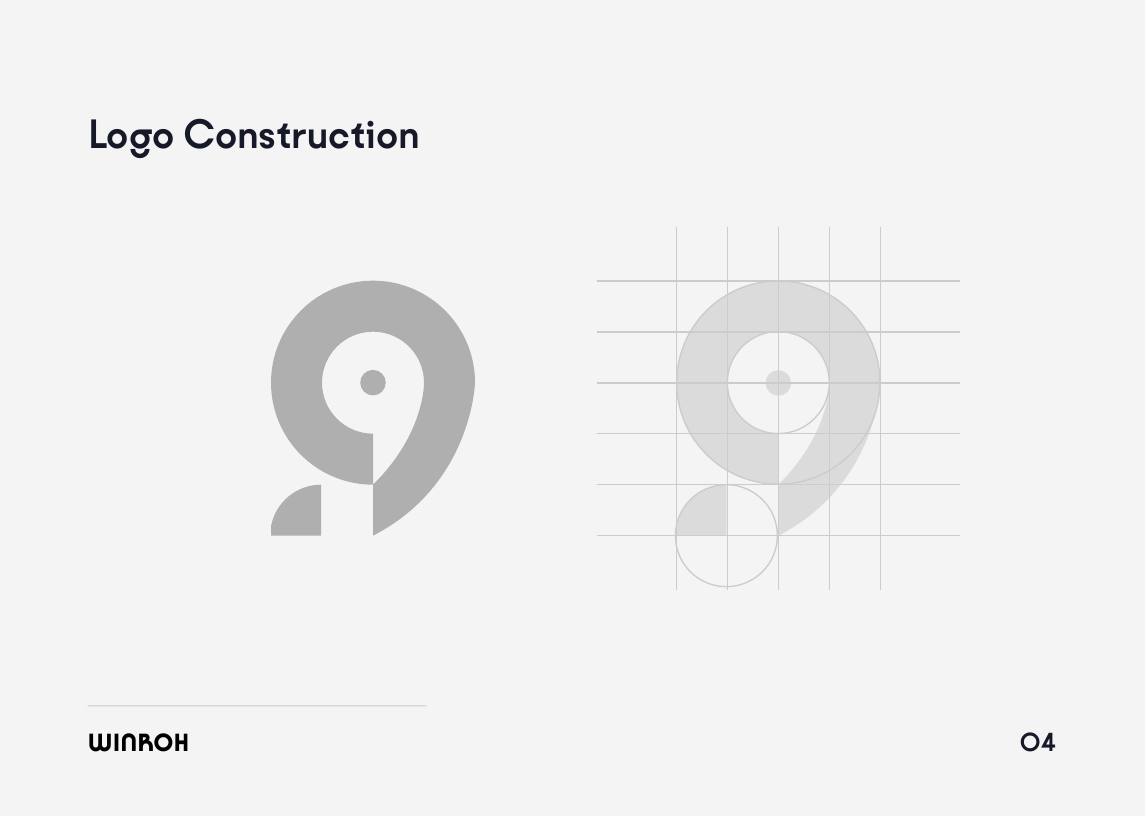 Construction grid for the Win Nroh pin-shaped mark