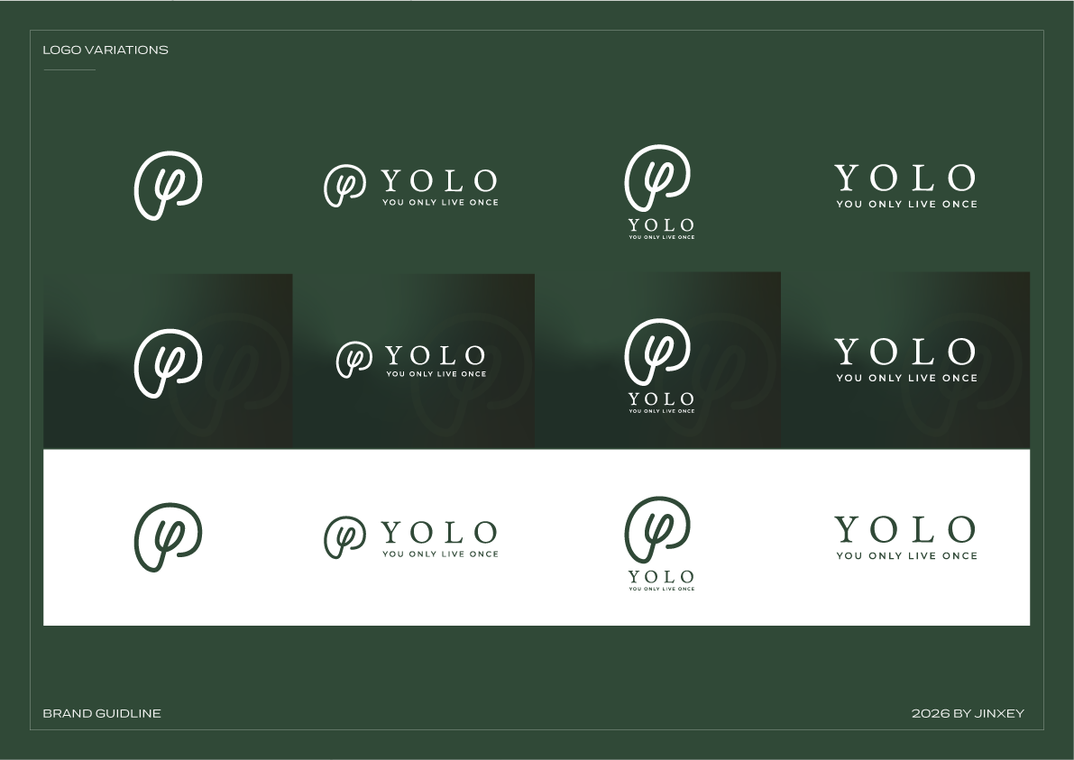 YOLO logo variations in light and dark green colorways