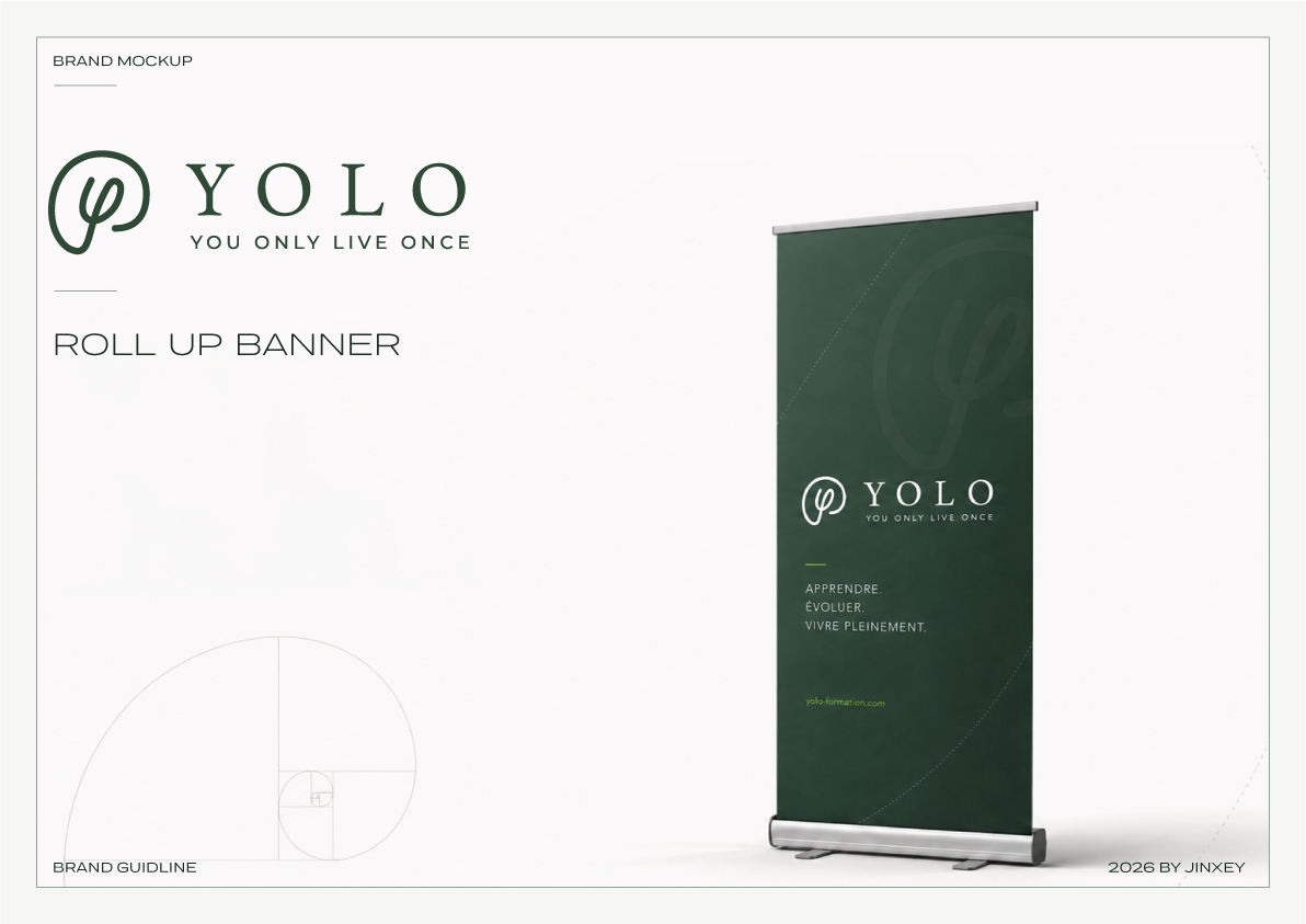 YOLO forest green roll-up banner